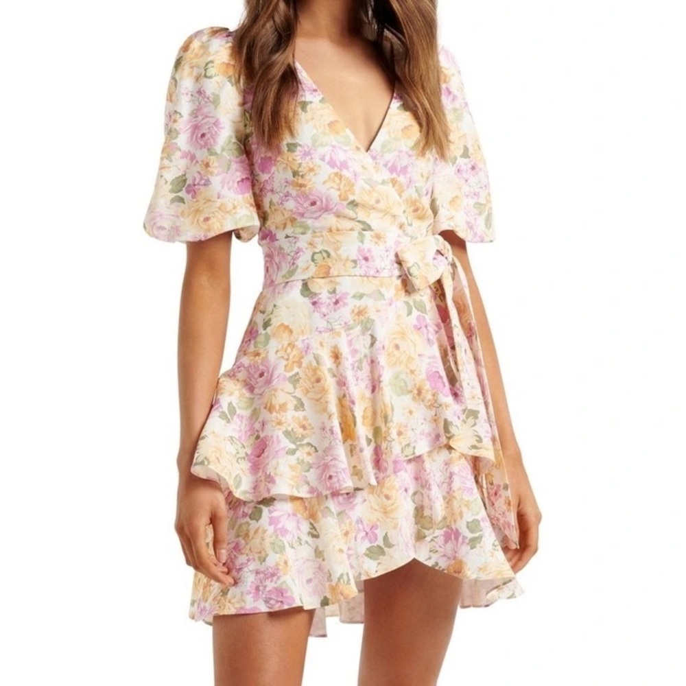 Ever New Tiered Linen Mini Dress Light Bellevue Floral